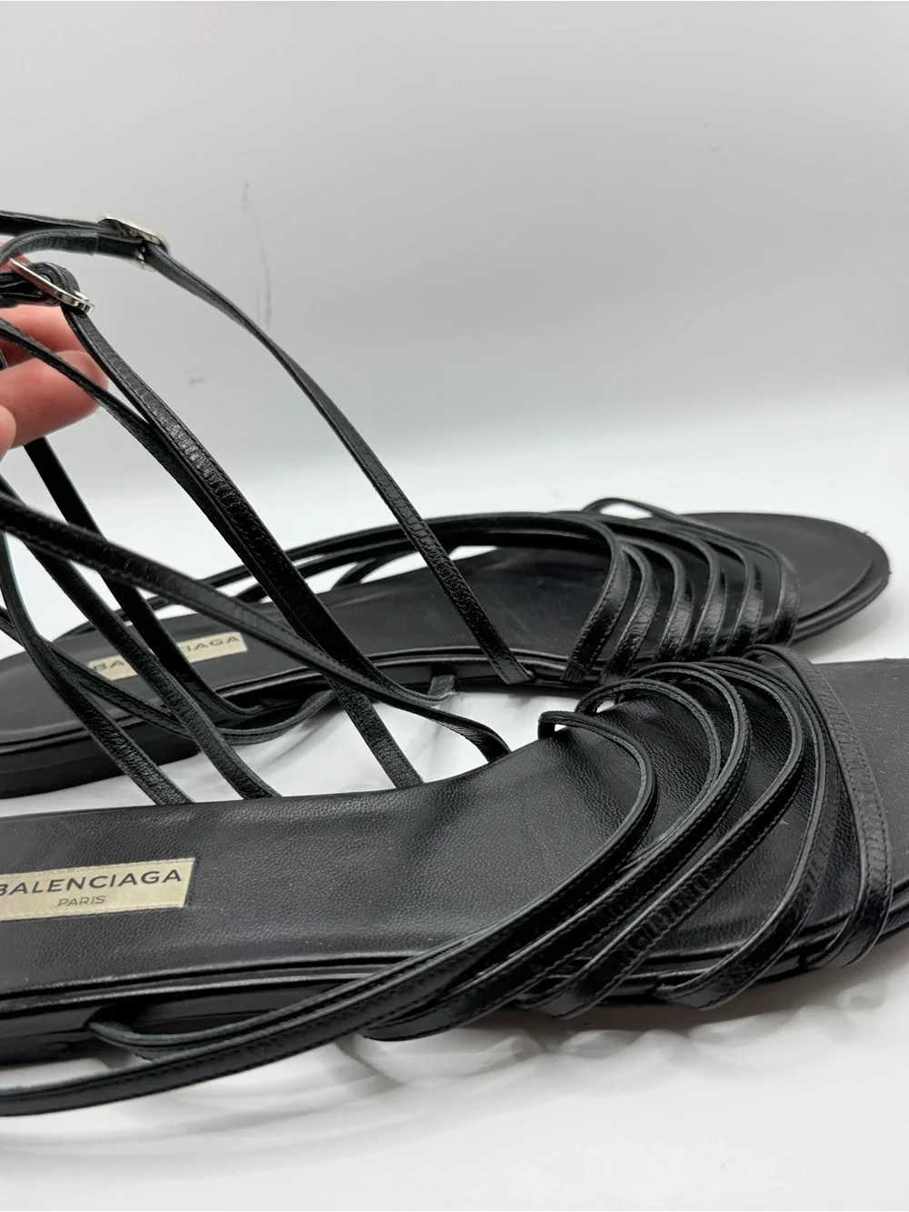 Balenciaga Black Multi-Strap Leather Sandals